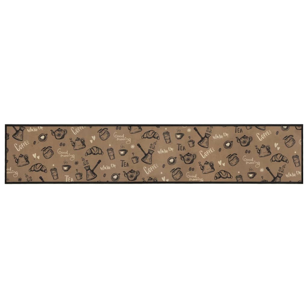 Tapis de Cuisine Lavable Matin Marron 60x300 cm Velours