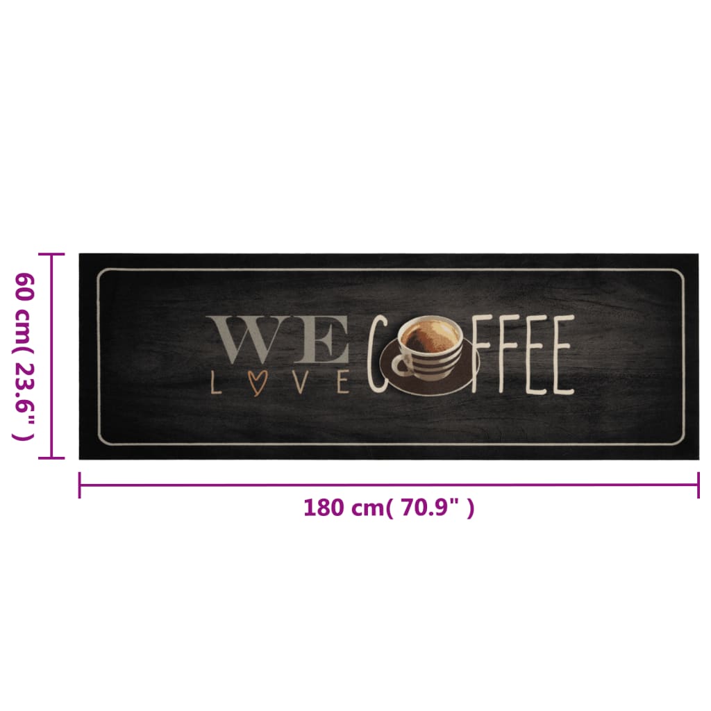 Tapis de cuisine lavable café 60x180 cm velours