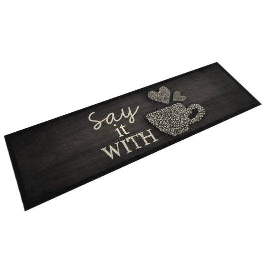 Tapis de cuisine tasse lavable noir 45x150 cm velours