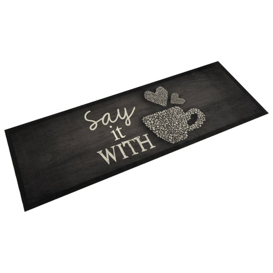 Tapis de cuisine tasse lavable noir 60x180 cm velours