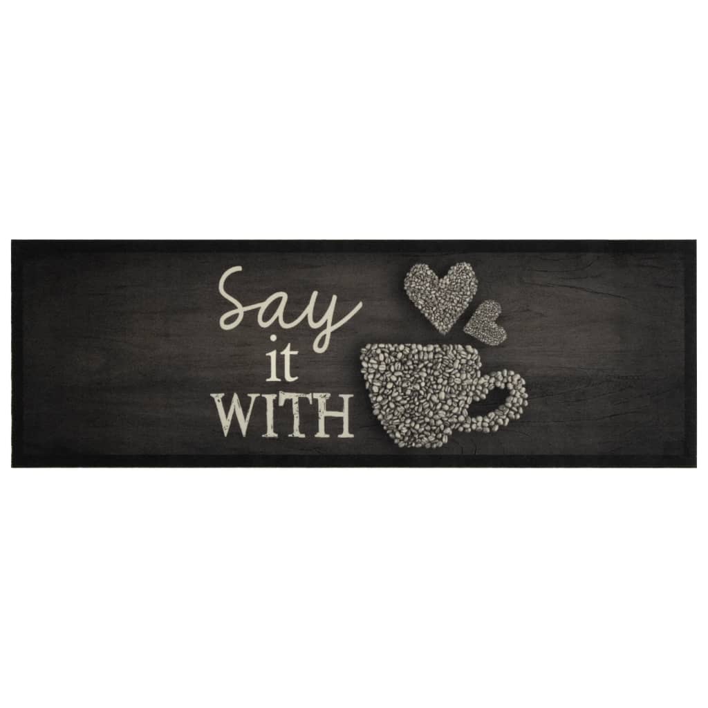 Tapis de cuisine tasse lavable noir 60x180 cm velours