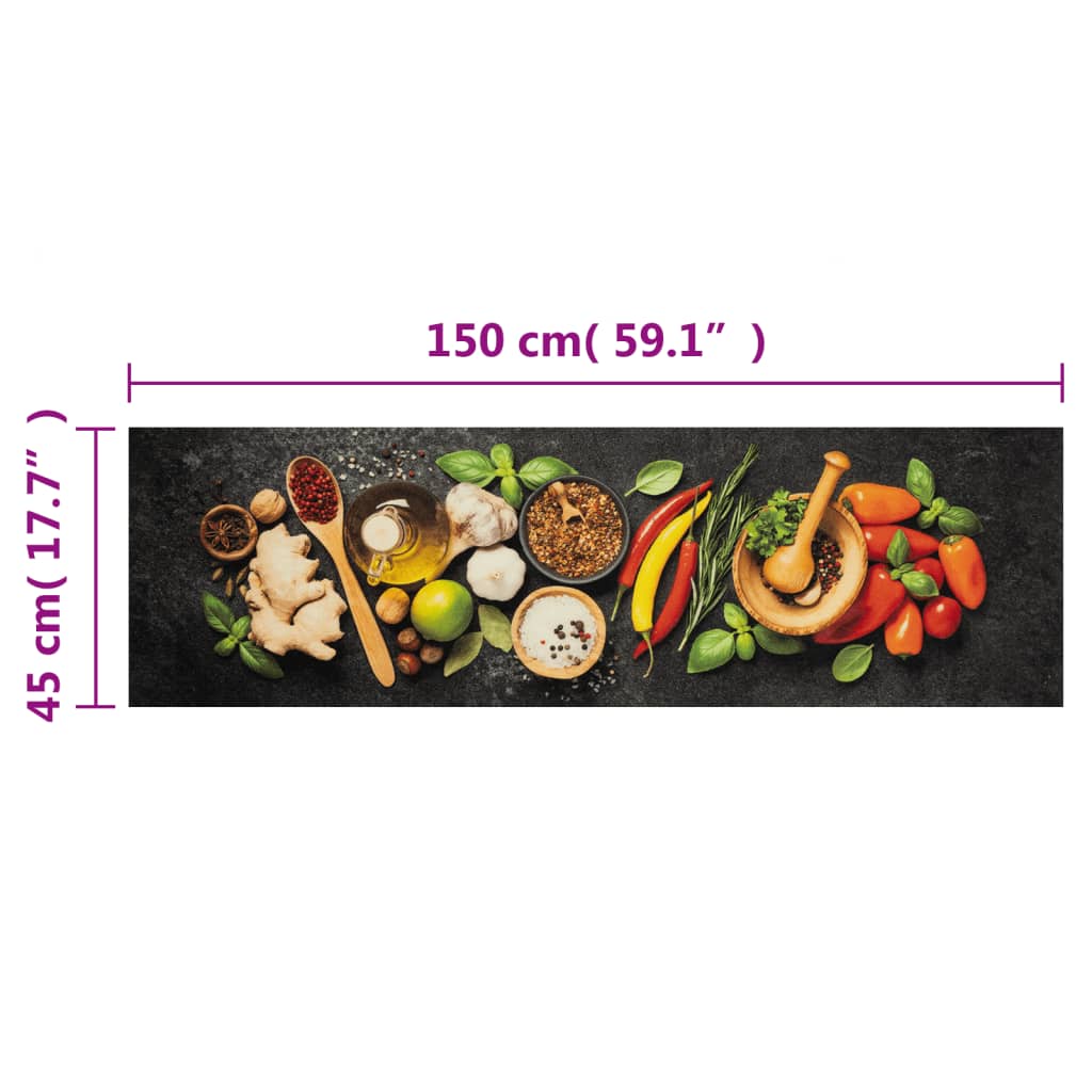 Tapis de cuisine lavable épices 45x150 cm velours