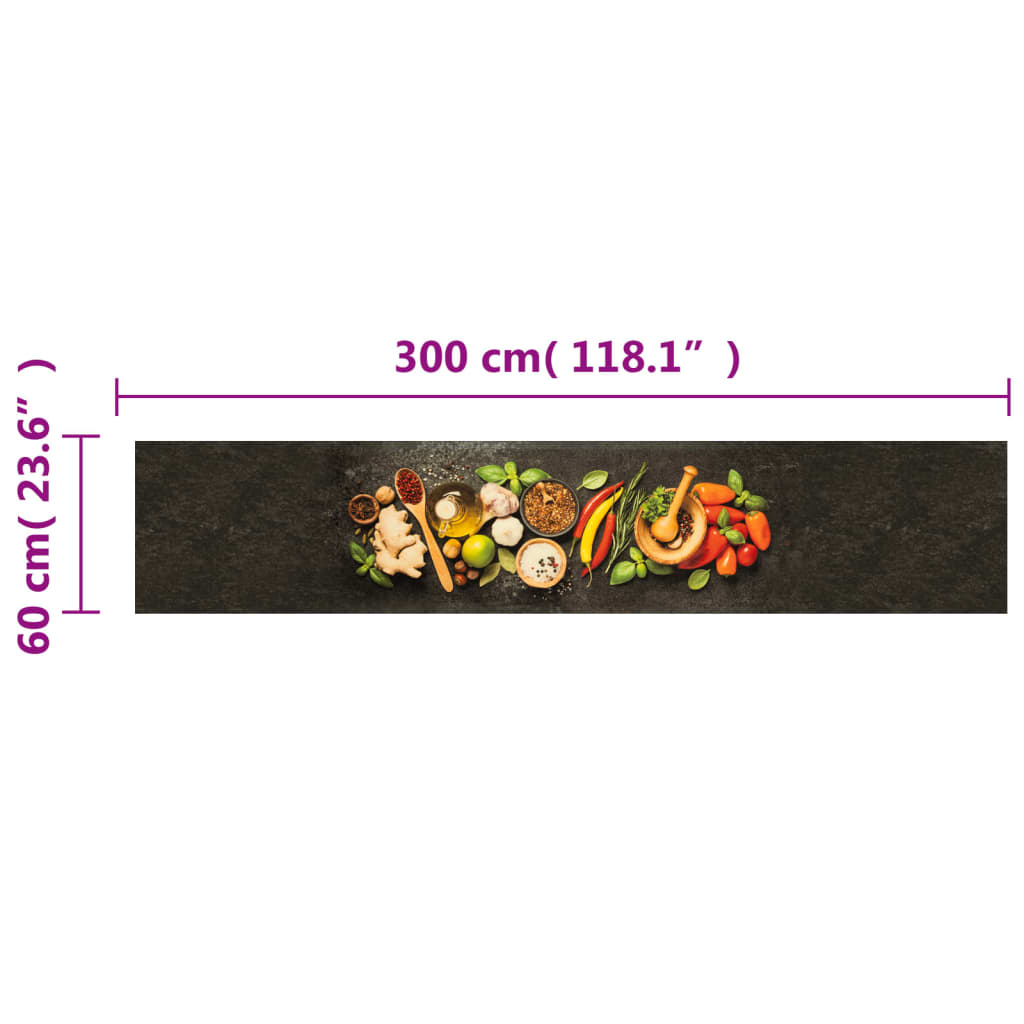 Tapis de cuisine lavable épices 60x300 cm velours