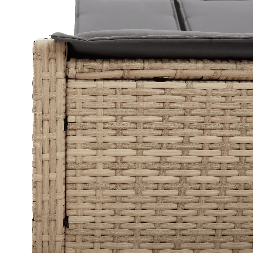 Bain de soleil double avec coussins en polyrotin beige