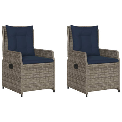 Liegende Gartenstühle 2 Stk. Grau Poly Rattan