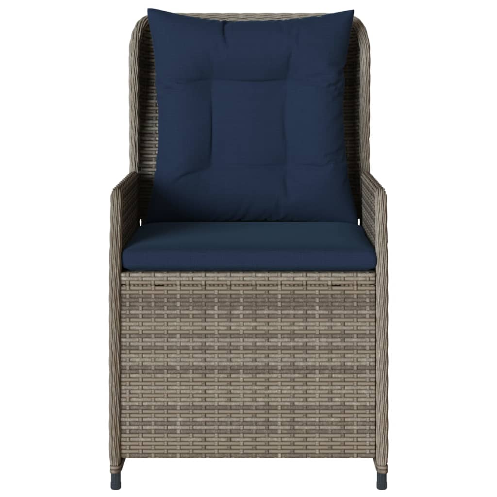 Liegende Gartenstühle 2 Stk. Grau Poly Rattan
