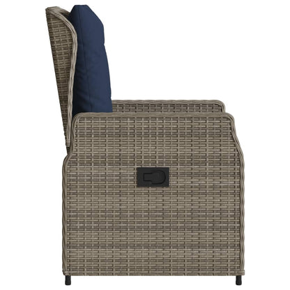 Liegende Gartenstühle 2 Stk. Grau Poly Rattan