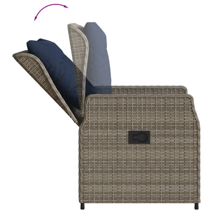 Liegende Gartenstühle 2 Stk. Grau Poly Rattan