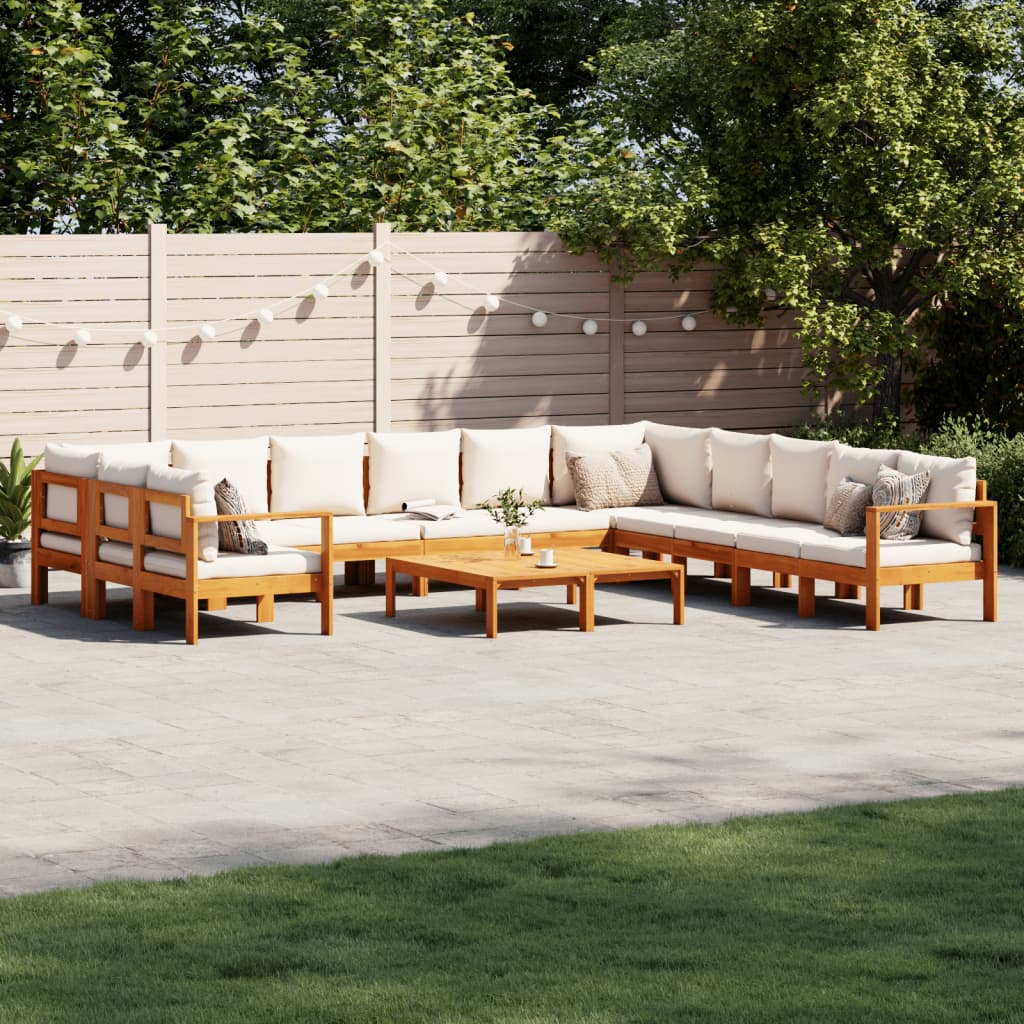 9-tlg. Garten-Sofagarnitur mit Kissen Massivholz Akazie