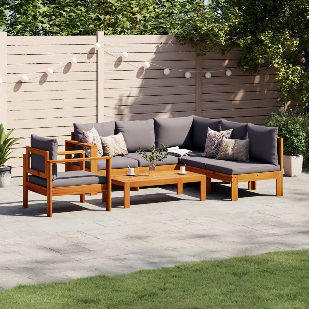 5-tlg. Garten-Sofagarnitur mit Kissen Massivholz Akazie