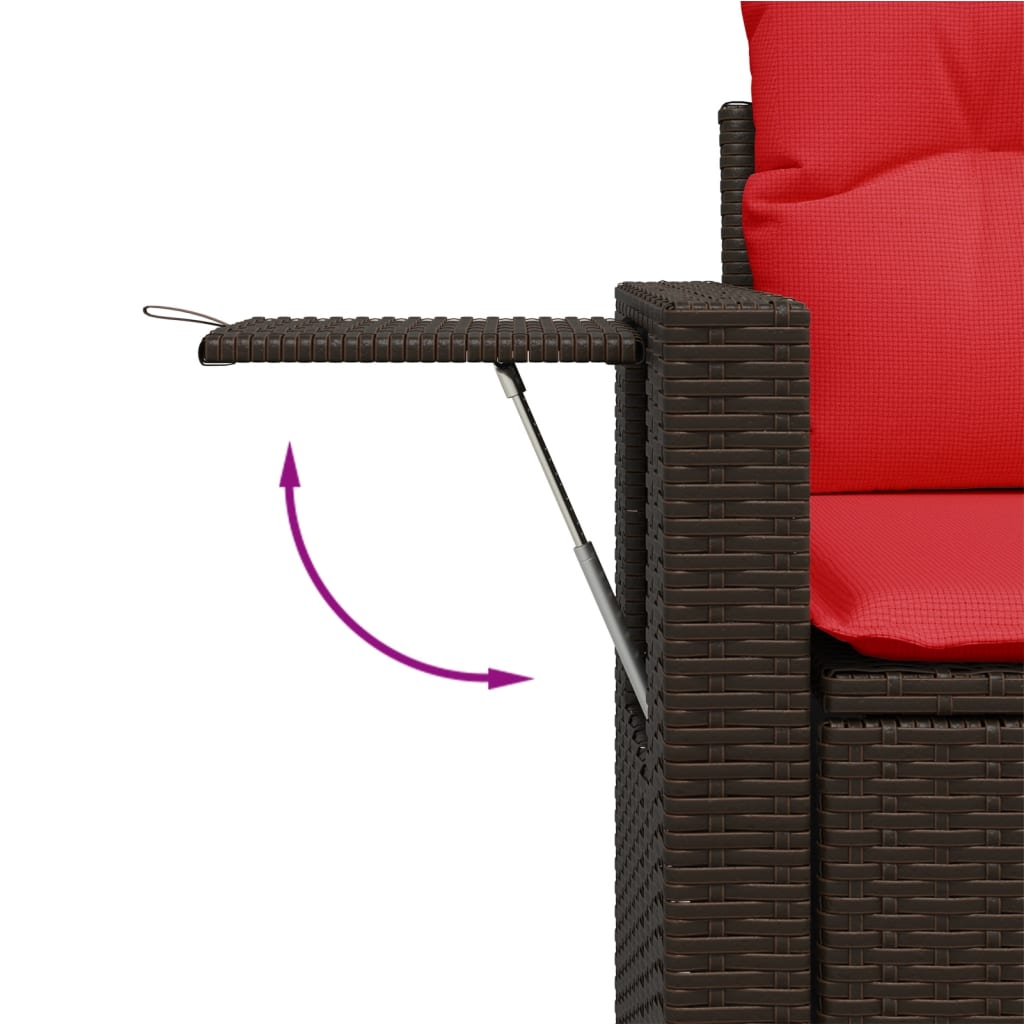 9-teiliges Gartensofa-Set mit Kissen, braun, Polyrattan