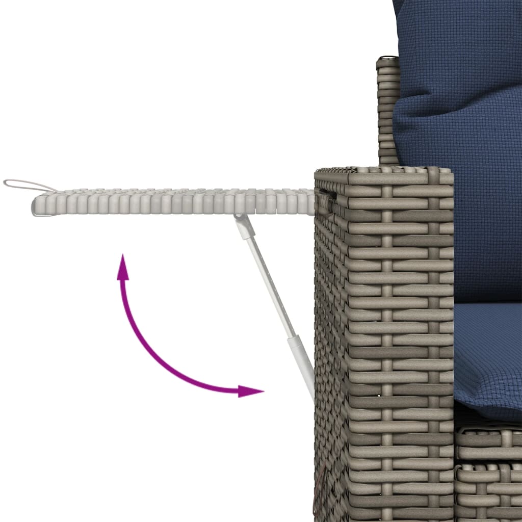 11-teiliges Gartensofa-Set mit Kissen, grau, Polyrattan