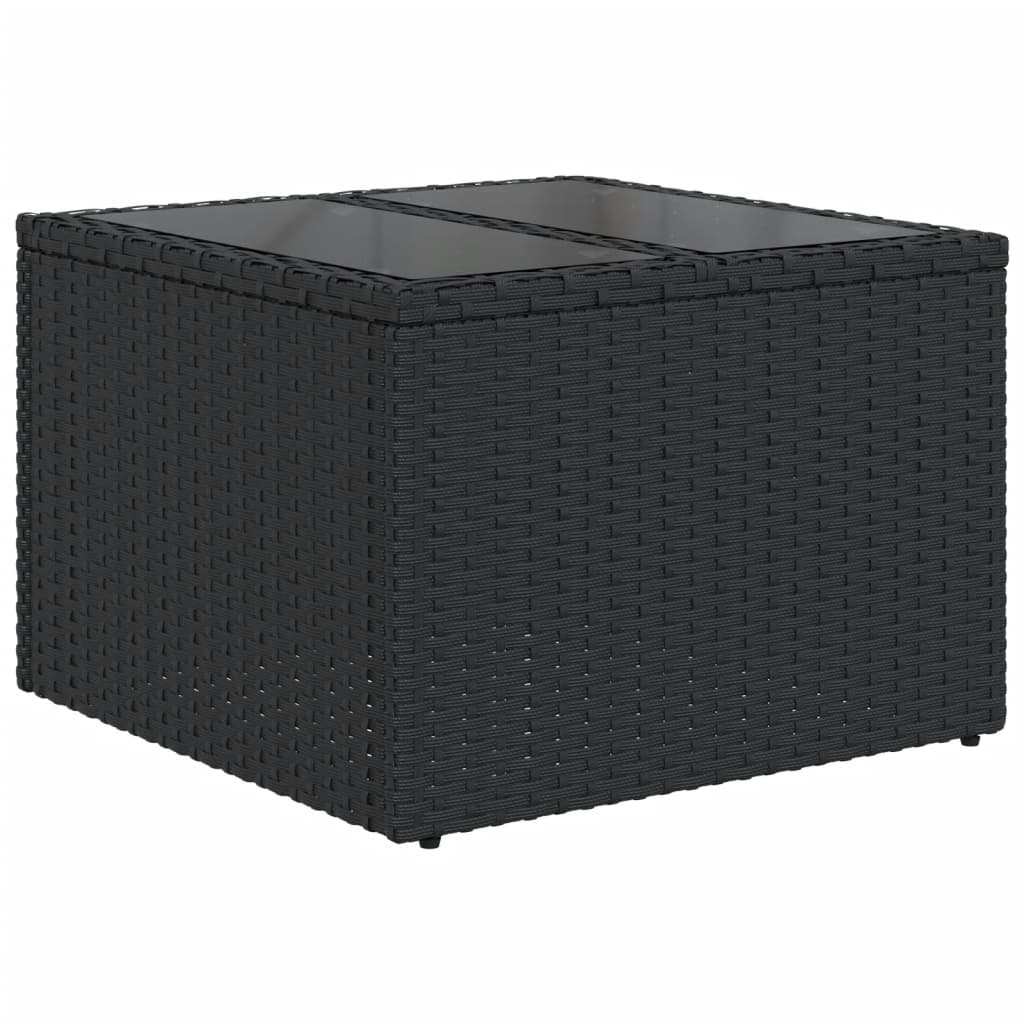 10-teiliges Gartensofa-Set mit Kissen, schwarzes Polyrattan