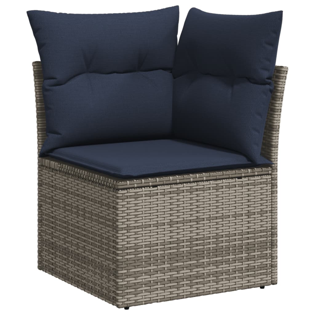 11-teiliges Gartensofa-Set mit Kissen, grau, Polyrattan