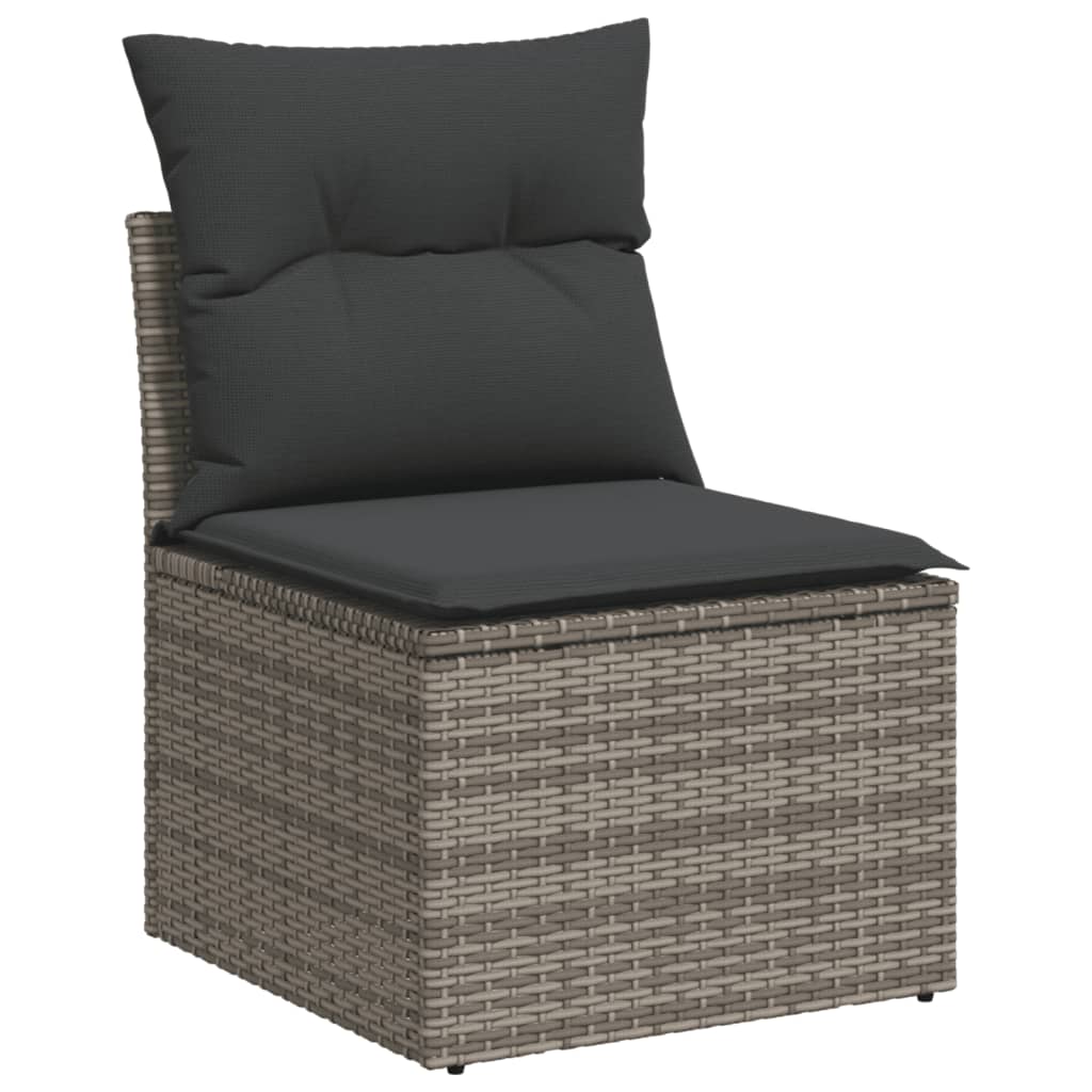 4-teiliges Gartensofa-Set mit Kissen, grau, Polyrattan