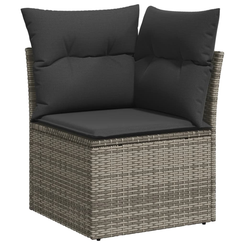 4-teiliges Gartensofa-Set mit Kissen, grau, Polyrattan