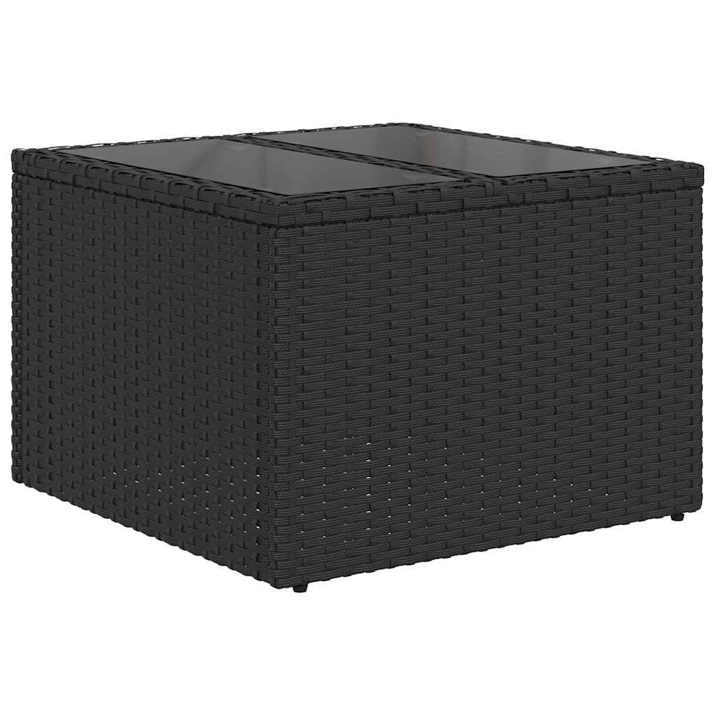 9-teiliges Gartensofa-Set mit Kissen, schwarzes Polyrattan