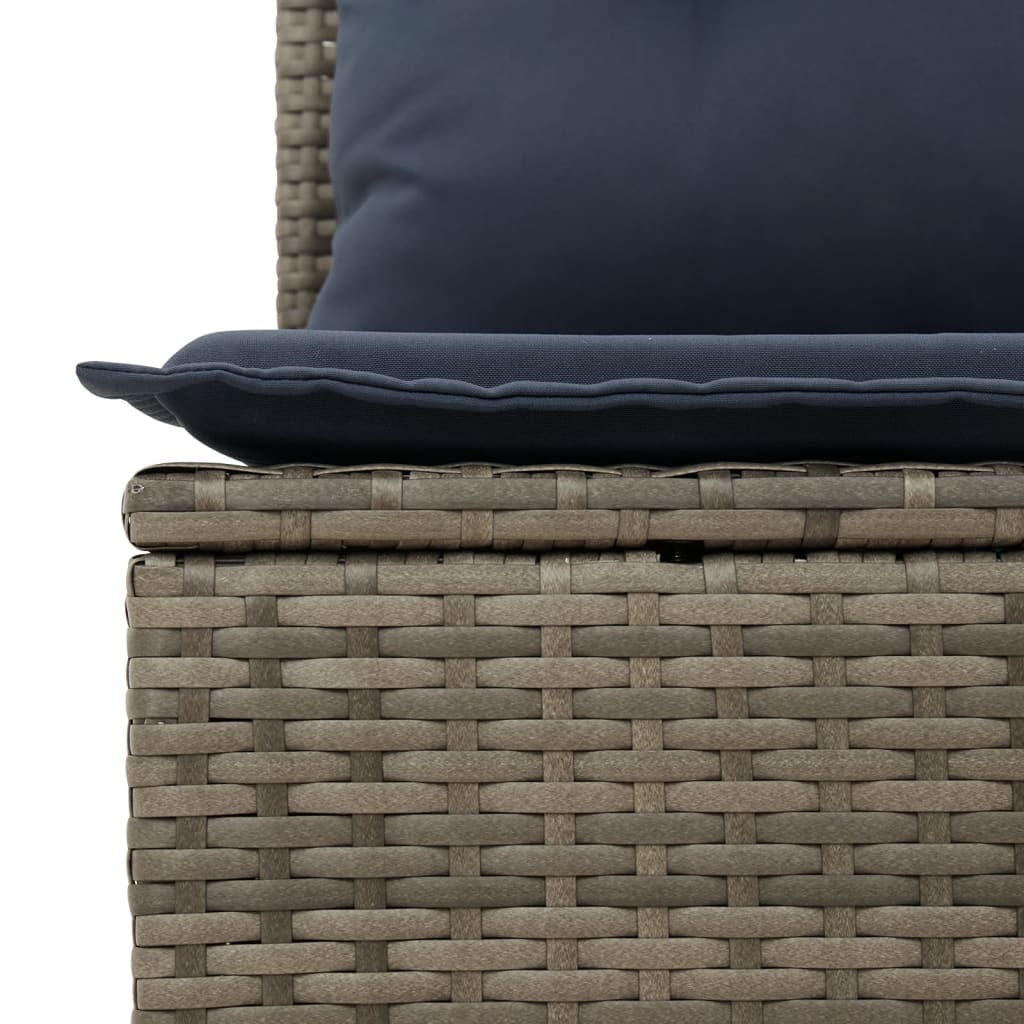 4-teiliges Gartensofa-Set mit Kissen, grau, Polyrattan
