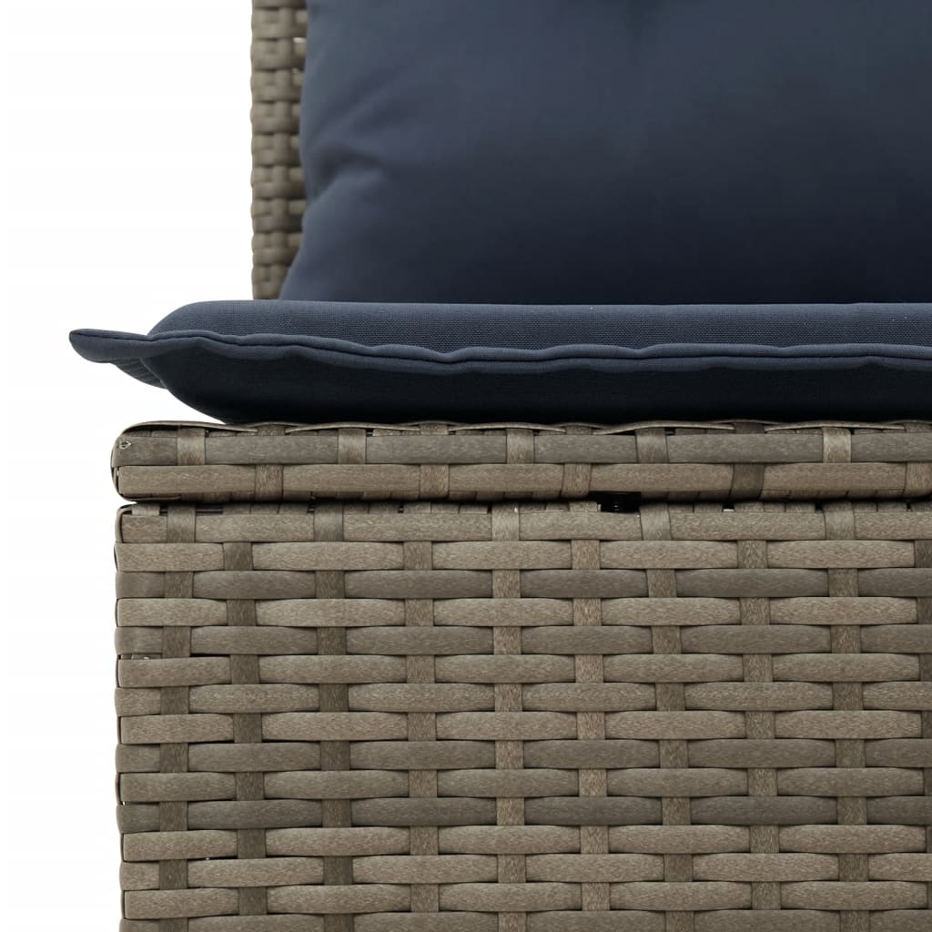 5-teiliges Gartensofa-Set mit Kissen, grau, Polyrattan