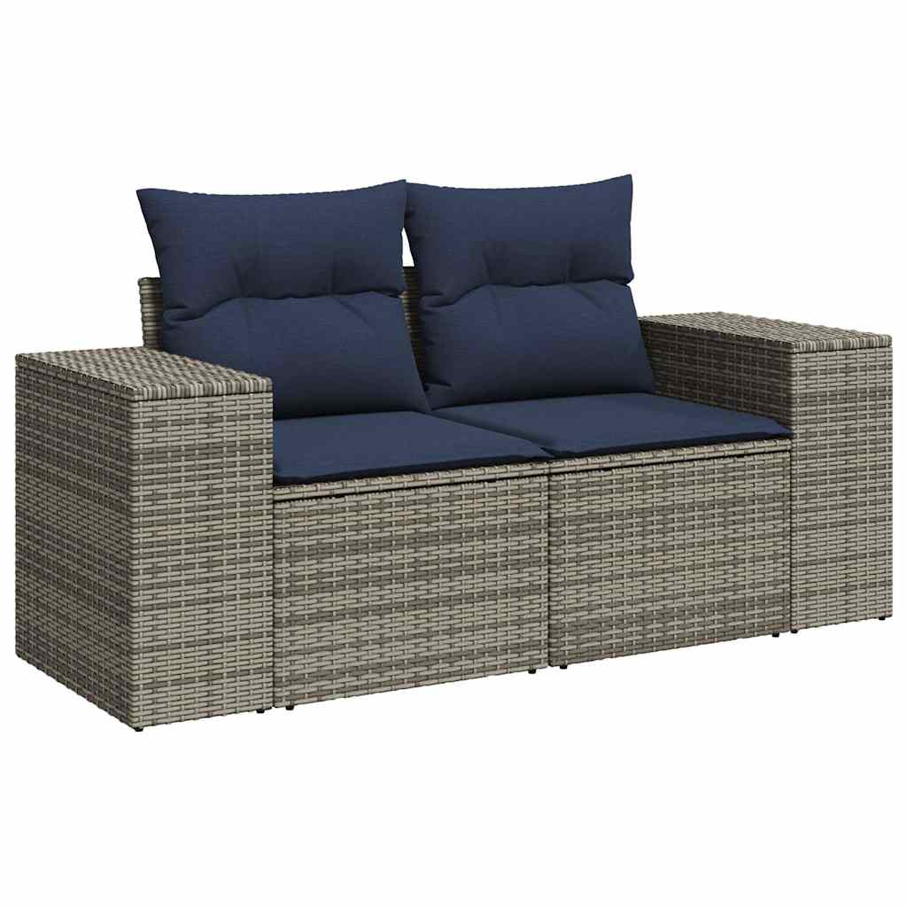6-teiliges Gartensofa-Set mit Kissen, grau, Polyrattan