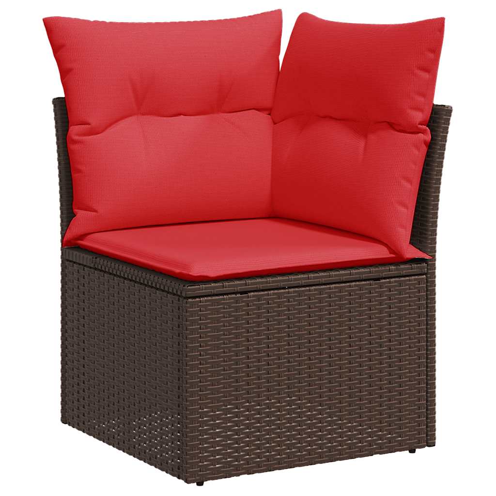 7-teiliges Gartensofa-Set mit Kissen, braun, Polyrattan