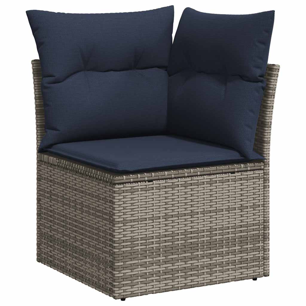 7-teiliges Gartensofa-Set mit Kissen, grau, Polyrattan