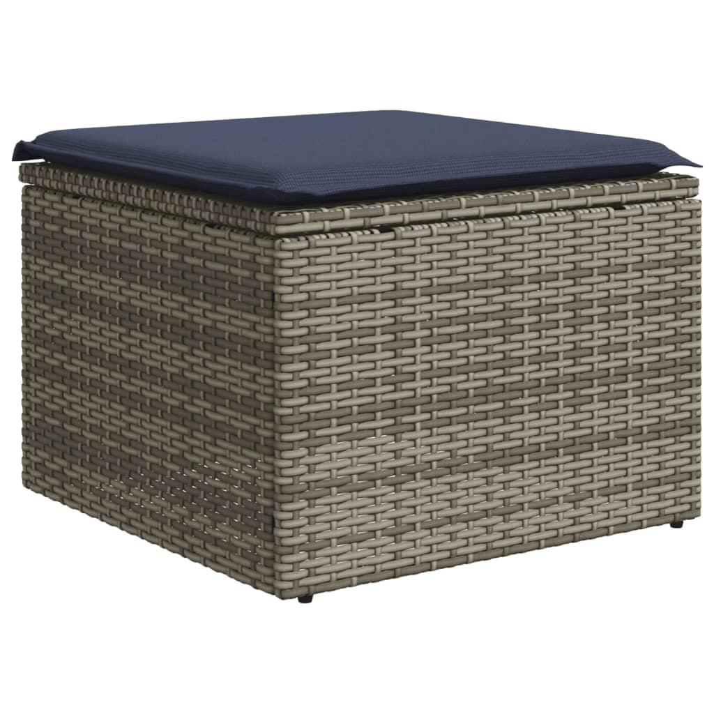 9-teiliges Gartensofa-Set mit Kissen, grau, Polyrattan
