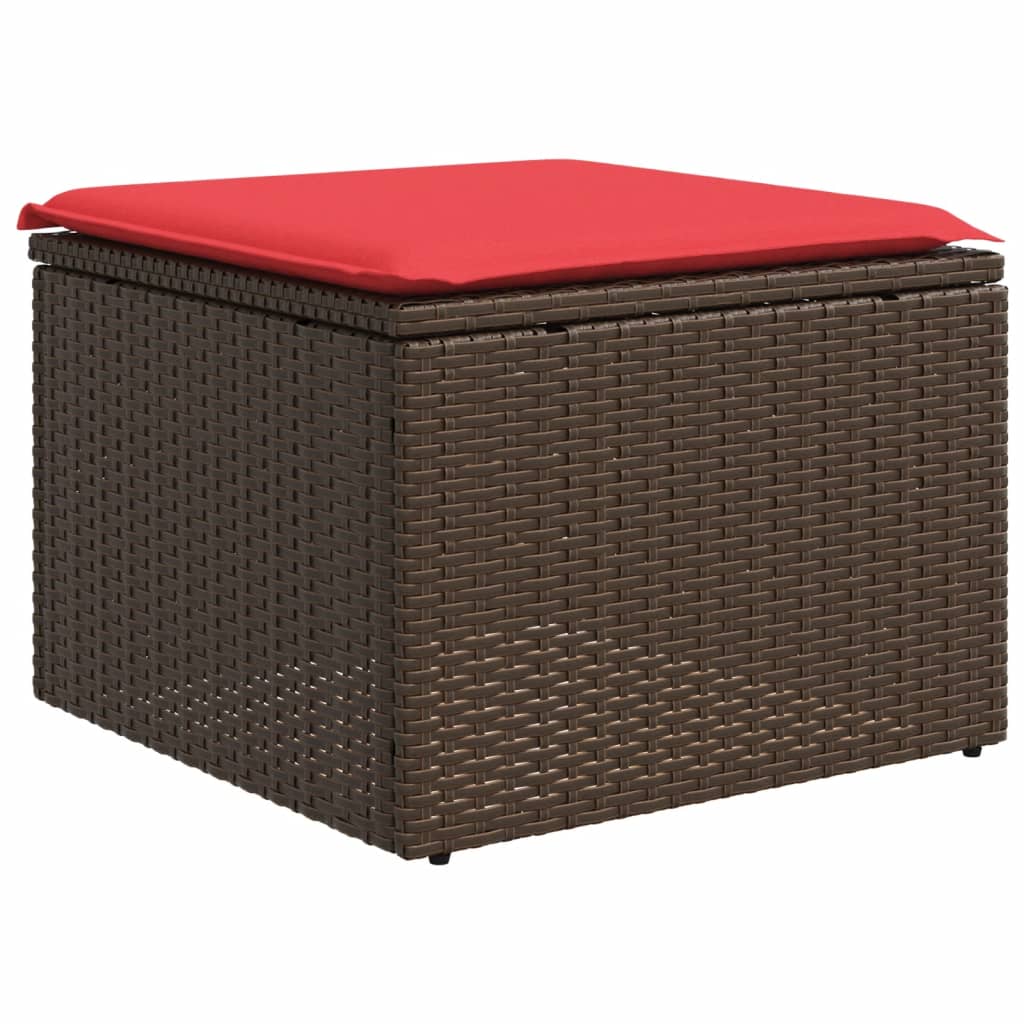 9-teiliges Gartensofa-Set mit Kissen, braun, Polyrattan