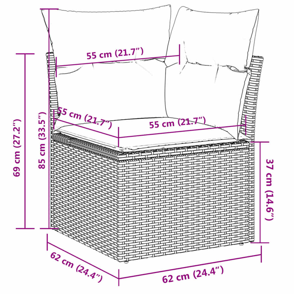 5-tlg. Garten-Sofagarnitur mit Kissen Beige Poly Rattan