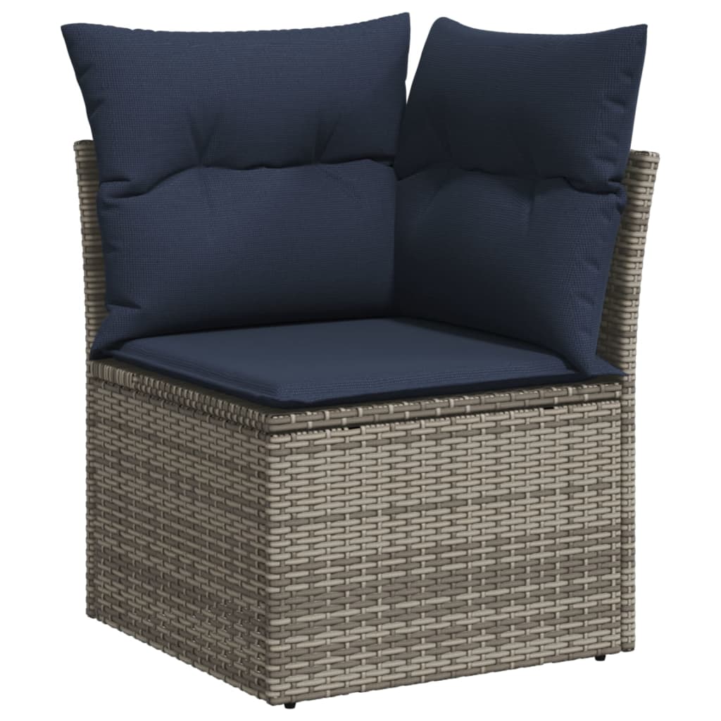 7-teiliges Gartensofa-Set mit Kissen, grau, Polyrattan