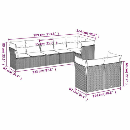 8-tlg. Garten-Sofagarnitur mit Kissen Schwarz Poly Rattan