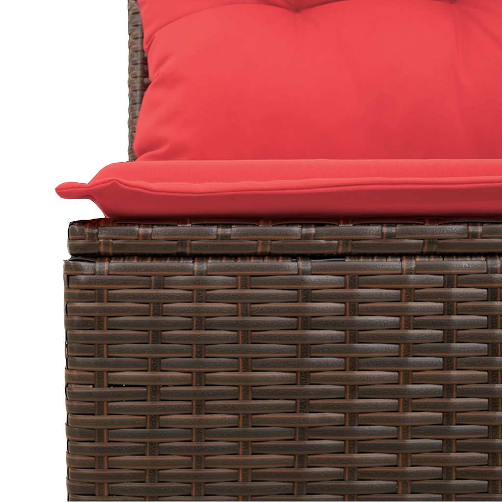 10-tlg. Garten-Sofagarnitur mit Kissen Braun Poly Rattan
