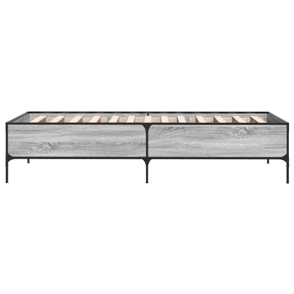 Bed frame Grey Sonoma 90x200 cm wood material and metal