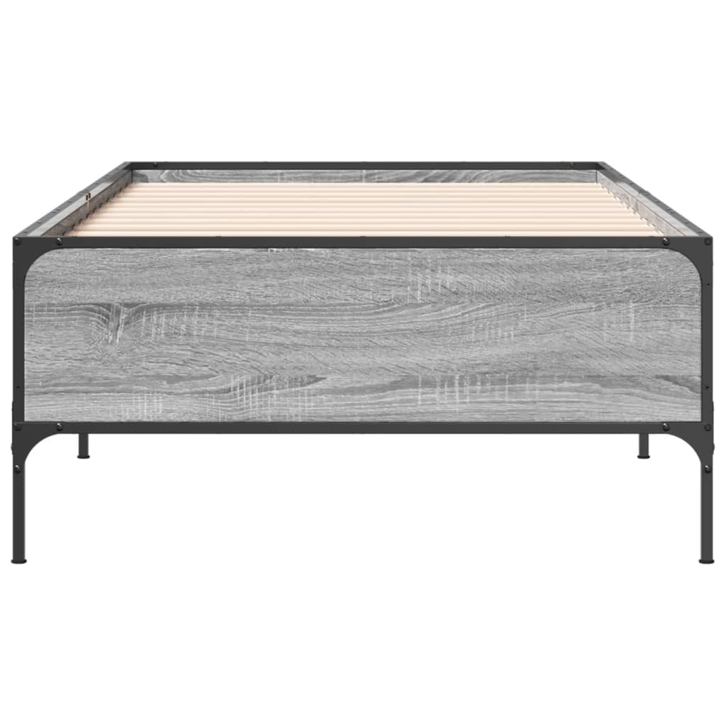 Bed frame Grey Sonoma 90x190 cm wood material and metal