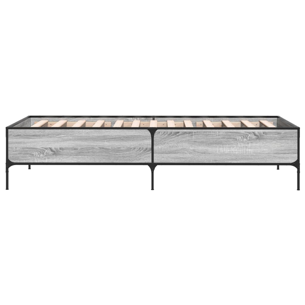 Bed frame Grey Sonoma 90x190 cm wood material and metal
