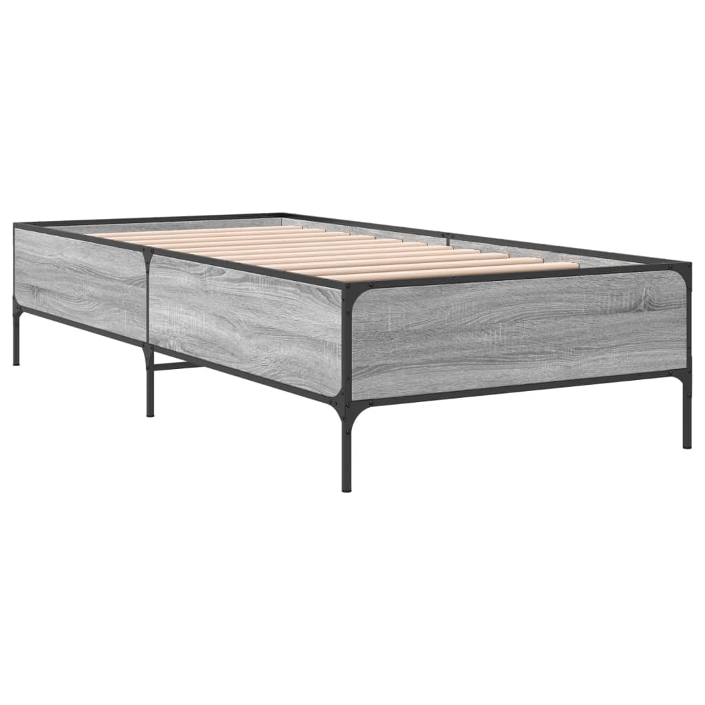Bed frame Grey Sonoma 90x190 cm wood material and metal
