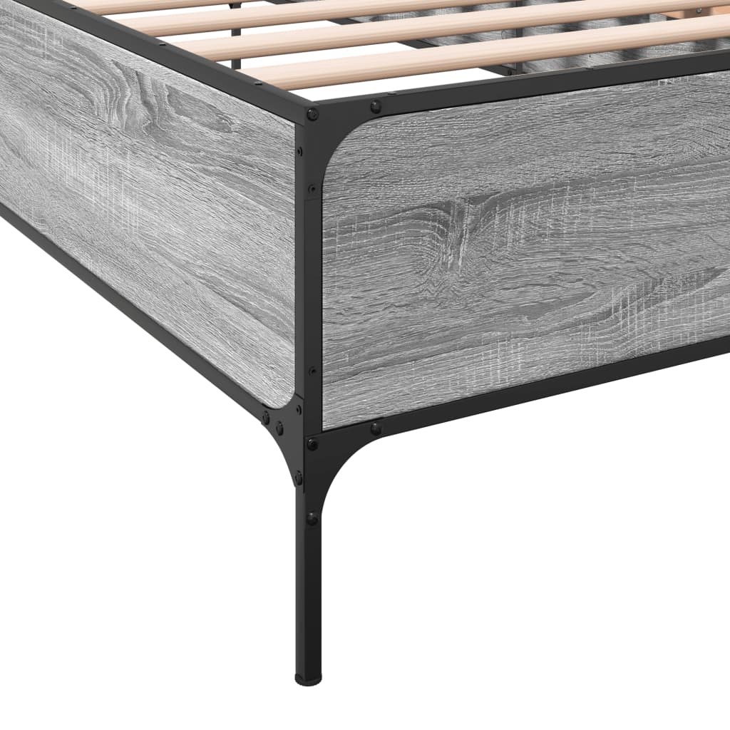 Bed frame Grey Sonoma 75x190 cm wood material and metal