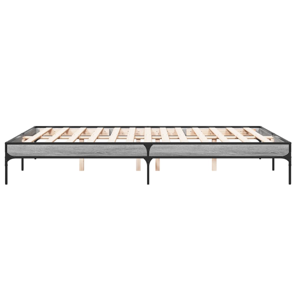 Bed frame Grey Sonoma 140x200 cm wood material and metal