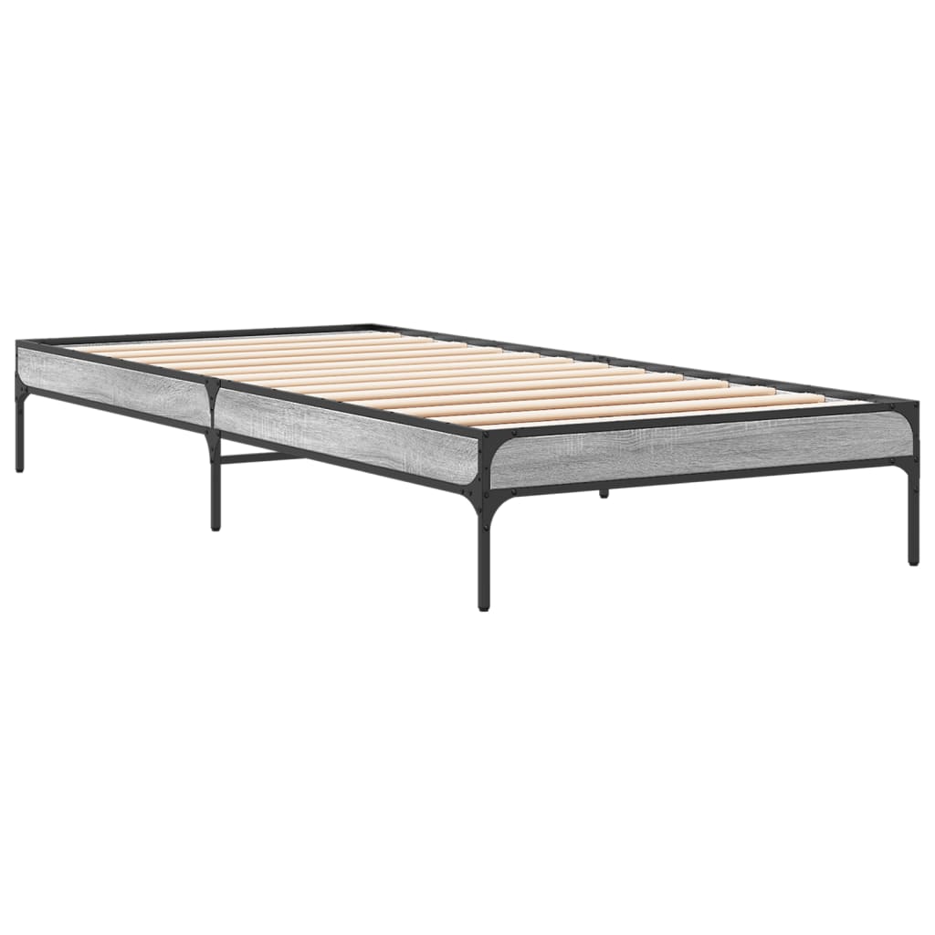 Bed frame Grey Sonoma 90x200 cm wood material and metal