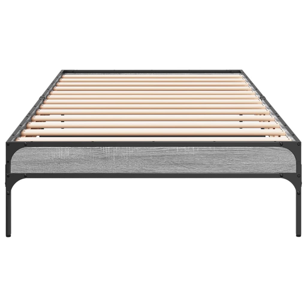 Bed frame Grey Sonoma 90x200 cm wood material and metal