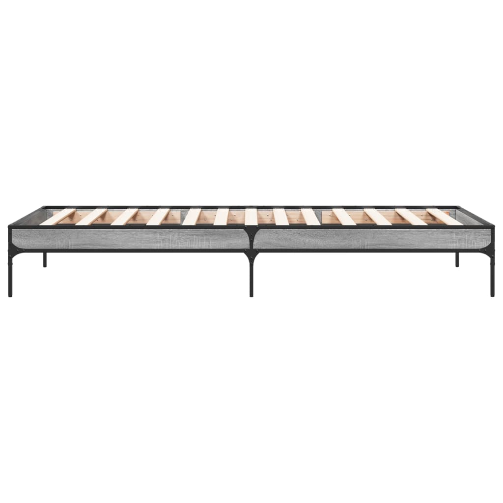 Bed frame Grey Sonoma 90x200 cm wood material and metal