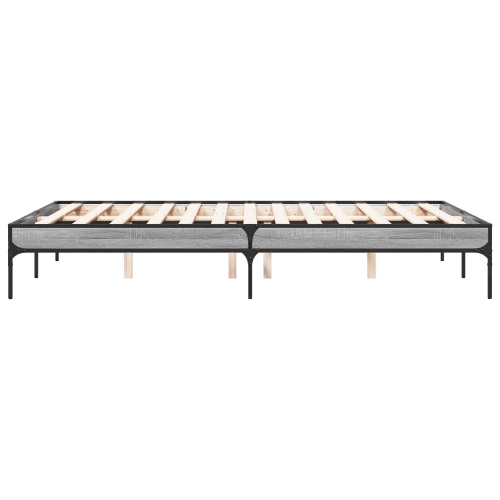 Bed frame Grey Sonoma 140x190 cm wood material and metal