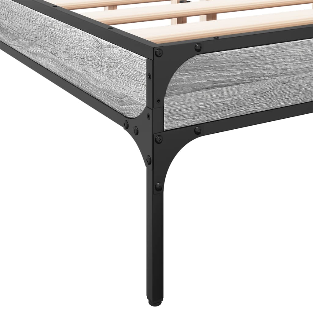 Bed frame Grey Sonoma 140x190 cm wood material and metal