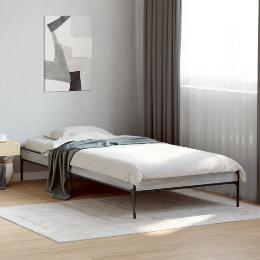Bed frame Grey Sonoma 90x190 cm wood material and metal