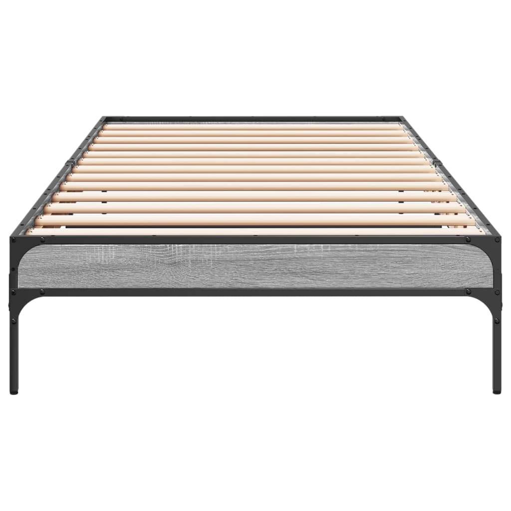 Bed frame Grey Sonoma 75x190 cm wood material and metal