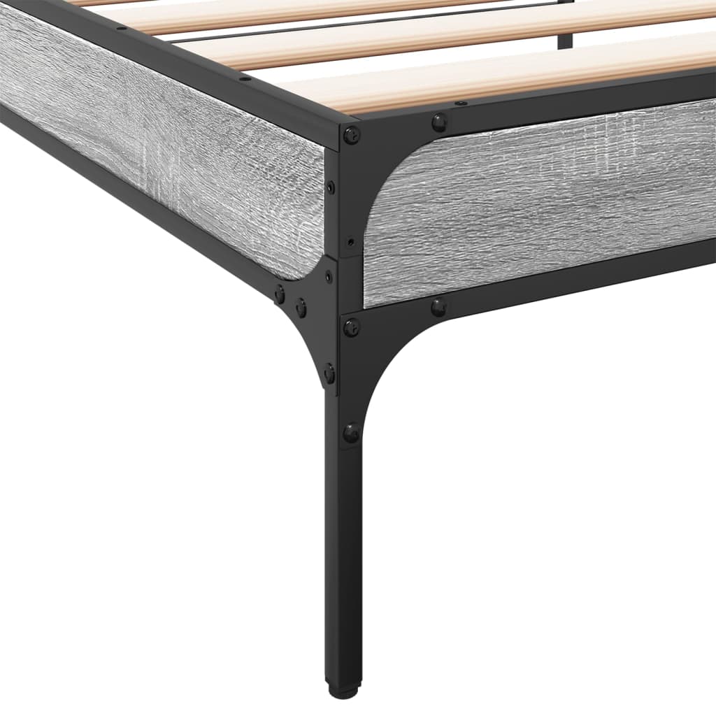 Bed frame Grey Sonoma 75x190 cm wood material and metal