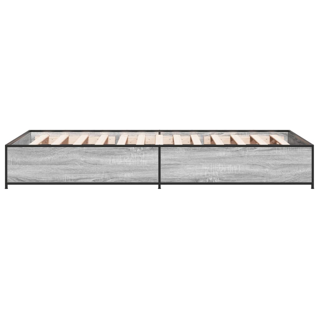 Bed frame Grey Sonoma 90x200 cm wood material and metal