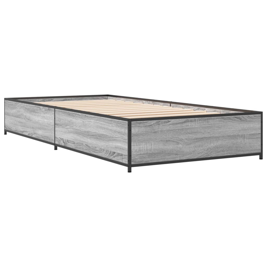 Bed frame Grey Sonoma 90x200 cm wood material and metal