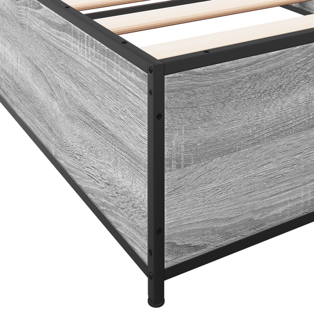 Bed frame Grey Sonoma 90x200 cm wood material and metal