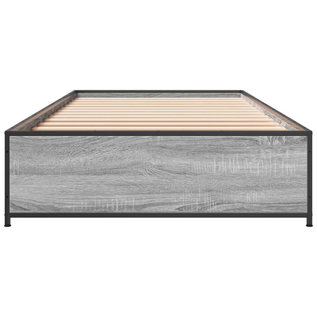 Bed frame Grey Sonoma 90x190 cm wood material and metal